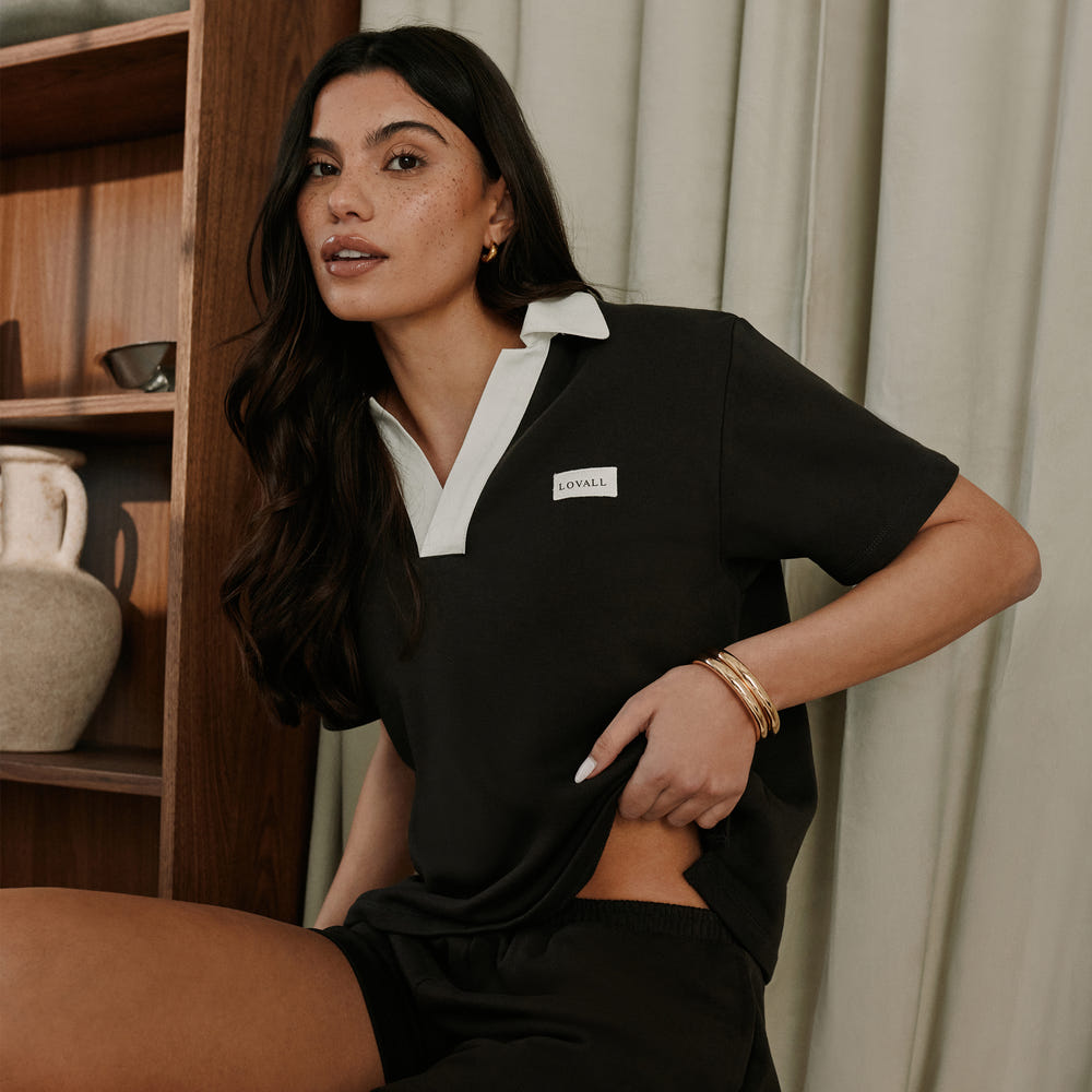 Collared Top Set - Black Coffee