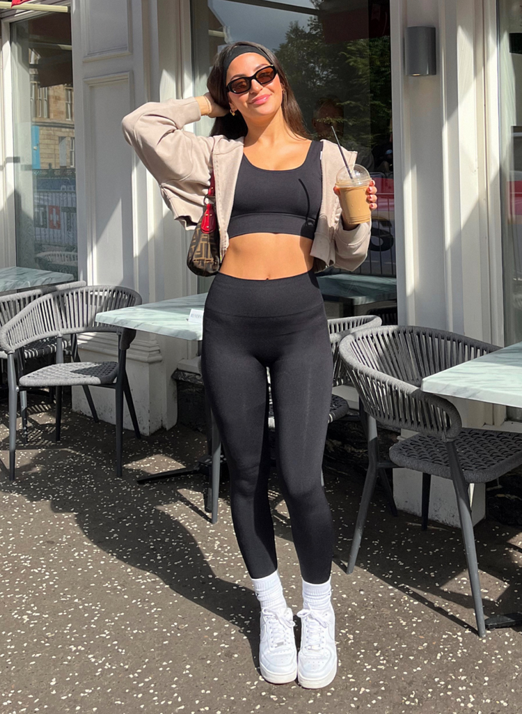 Lydia Kara wears Seamless Set in Black out and about.
