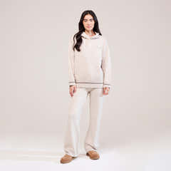 Soft Knit Wide Leg Trousers - Beige