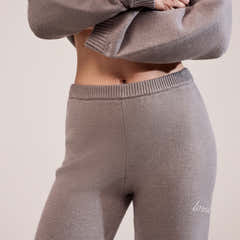 Soft Knit Wide Leg Trousers - Mocha
