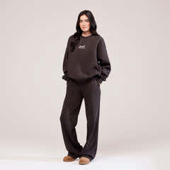 Organic Wide Leg Jogger - Black Coffee