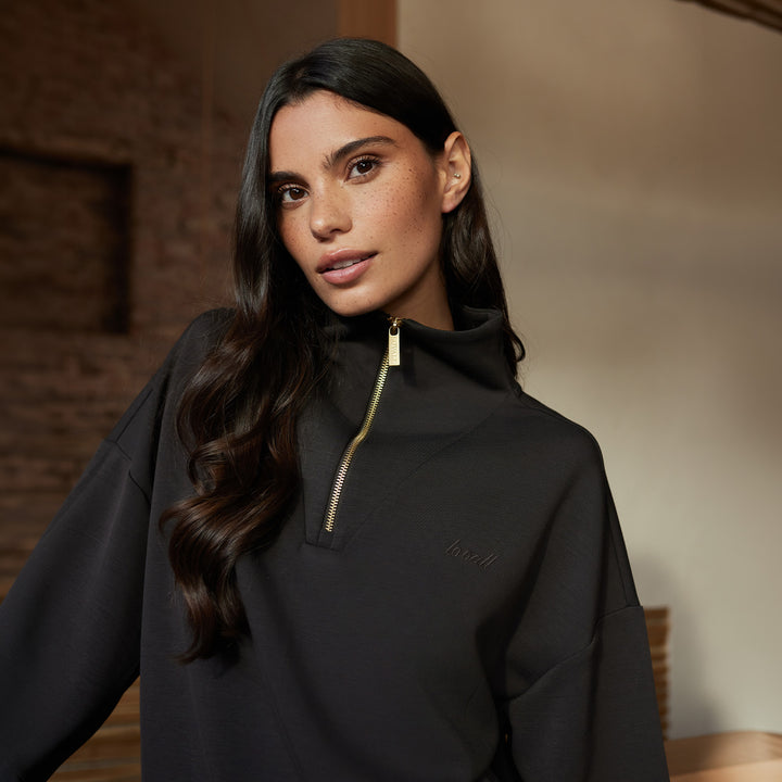 Ultimate Soft 1/4 Zip Sweatshirt - Black Coffee