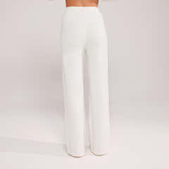 Wide Leg Knit Trousers - Off White