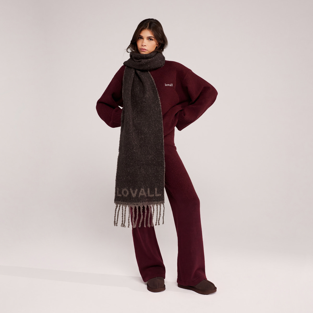 Lovall Knit Oversized Jumper - Burgundy