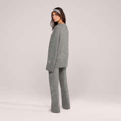 Alpaca Knit Wide Leg Trousers - Grey