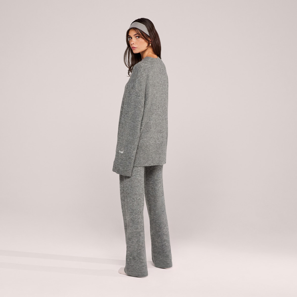 Alpaca Knit Split Hem Oversized Jumper - Grey