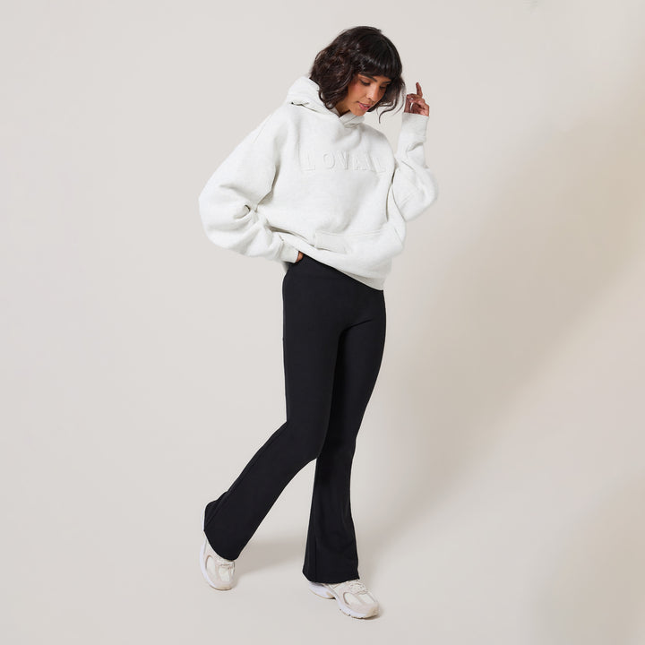 Heavyweight Embossed Oversized Hoodie - Light Grey Marl