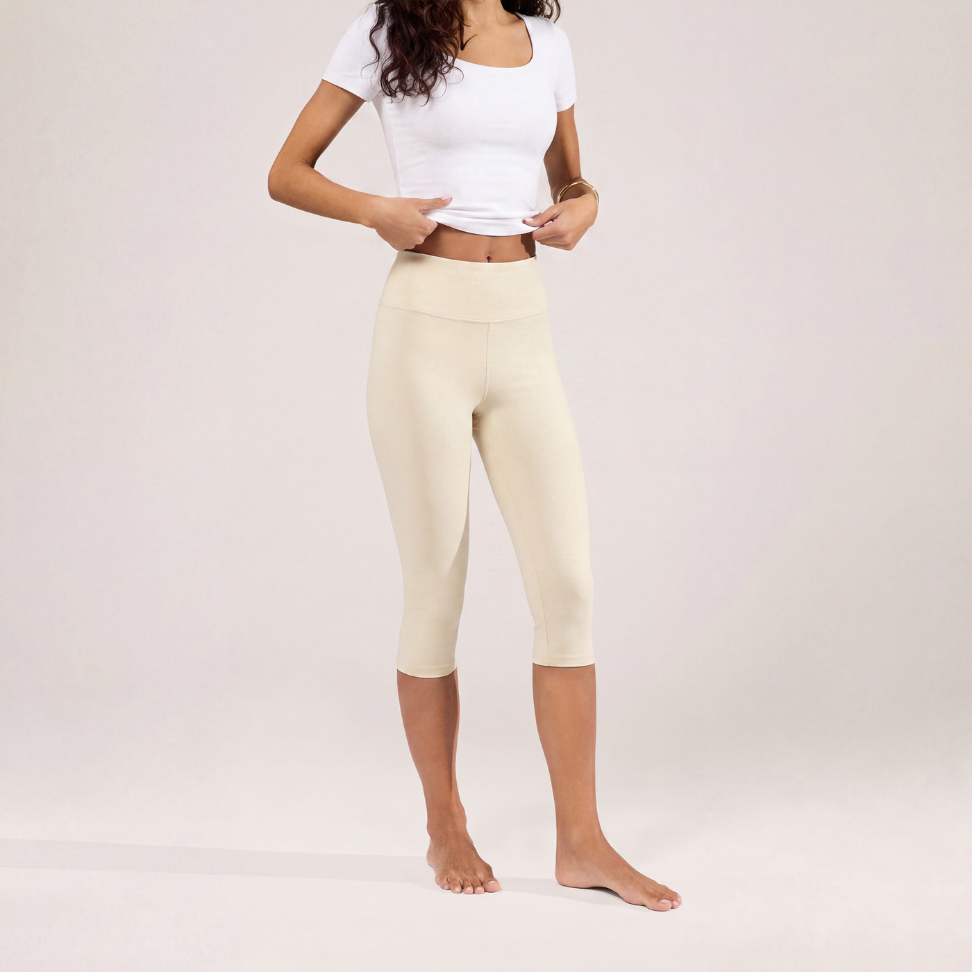 Capri Lightweight Leggings - Natural Beige