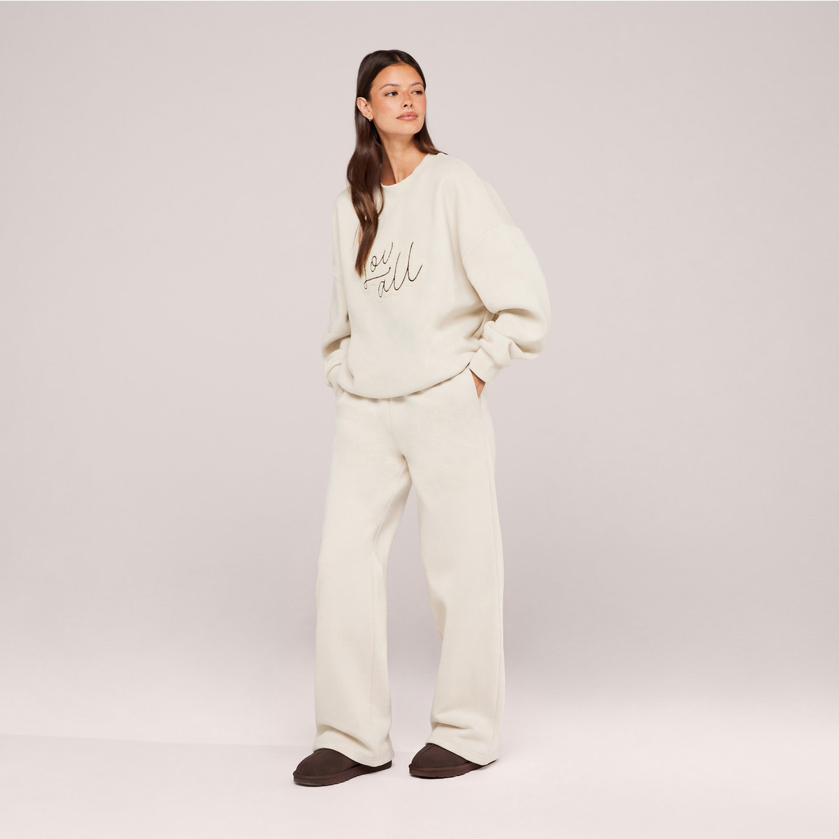 Organic Wide Leg Jogger - Ecru