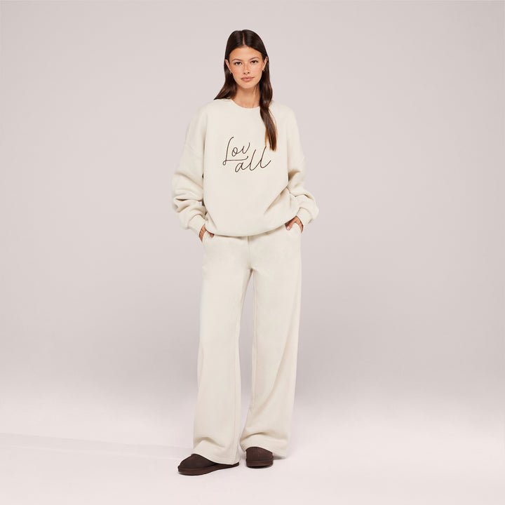 Organic Wide Leg Jogger - Ecru