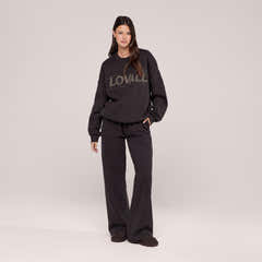 Organic Wide Leg Jogger - Black Coffee
