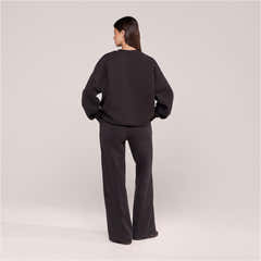 Organic Wide Leg Jogger - Black Coffee