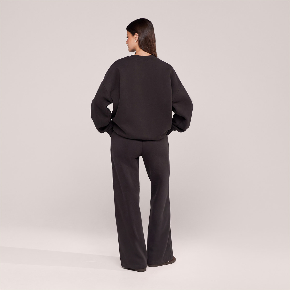 Organic Wide Leg Jogger - Black Coffee