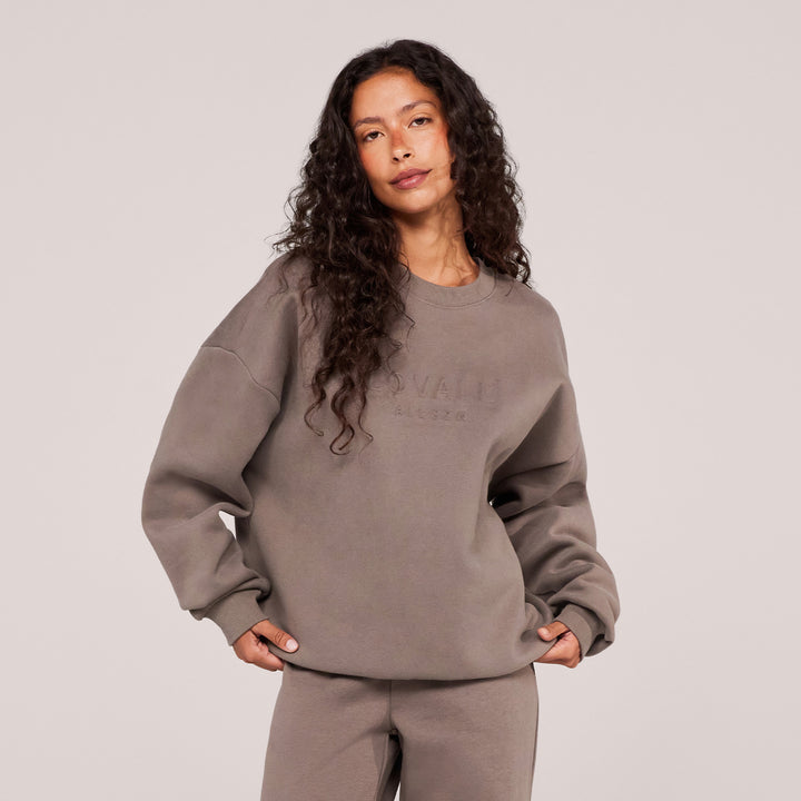 Heavyweight Oversized Sweatshirt Embossed - Mocha