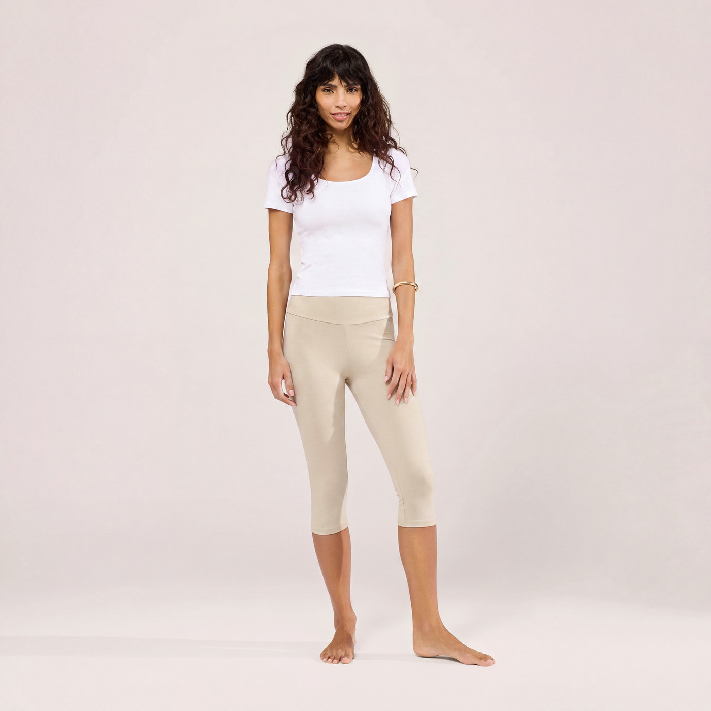 Capri Lightweight Leggings - Natural Beige