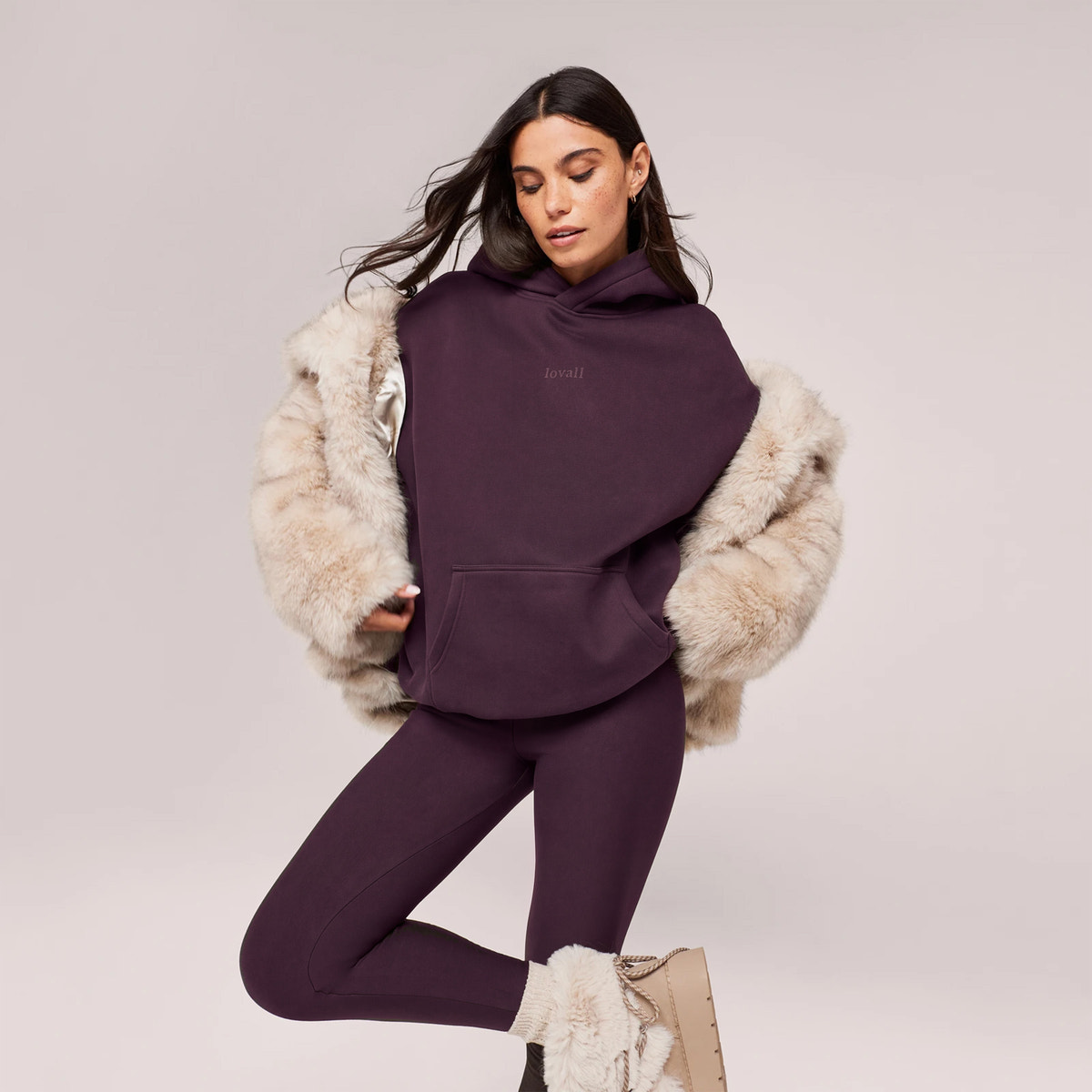 Winter Everyday Fleece-Lined Leggings - Wine