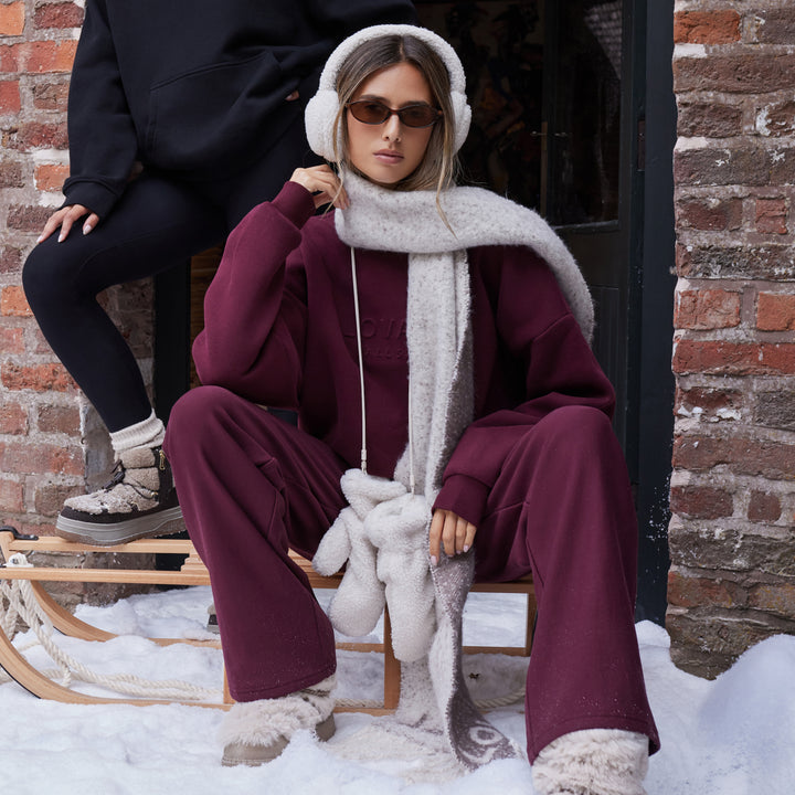 Winter Wide Leg Trousers - Burgundy