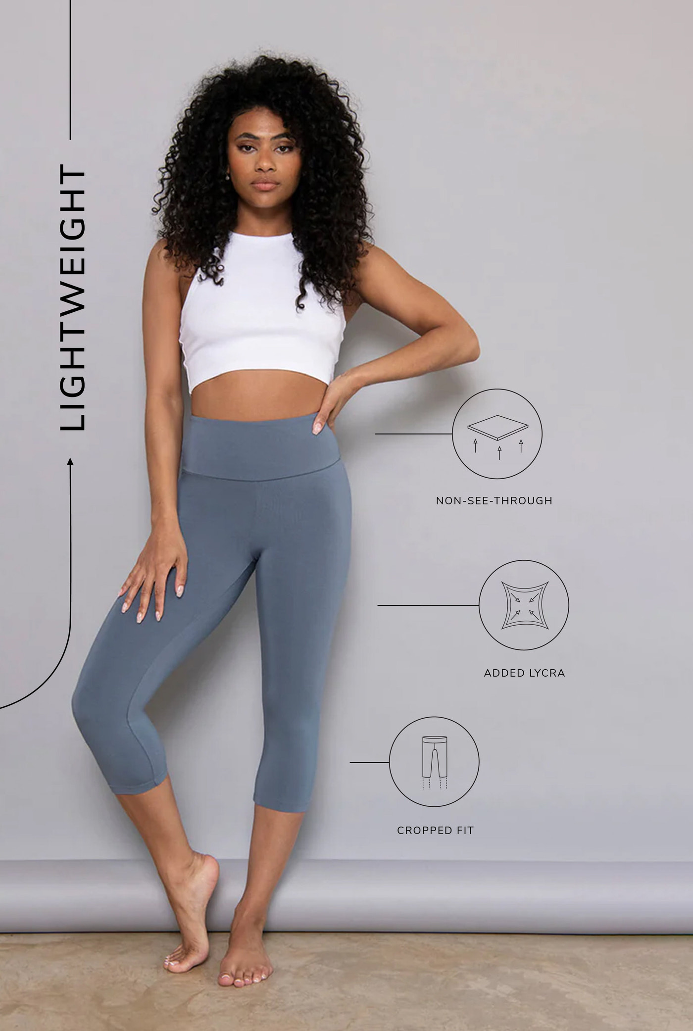 Capri Lightweight Leggings - Steel Blue