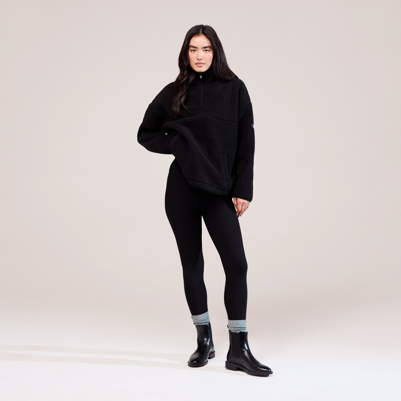Borg 1/4 Zip Fleece - Black
