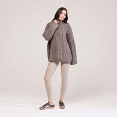 Cable Knit 1/4 Zip Jumper - Mocha