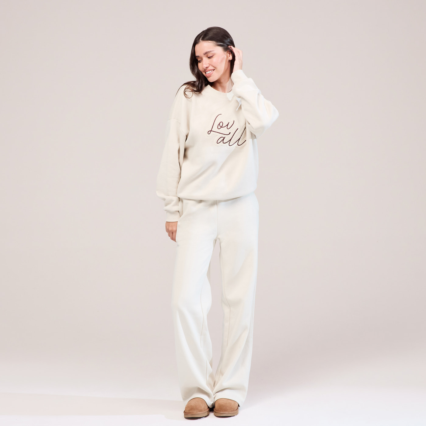 Organic Wide Leg Jogger - Ecru