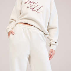 Organic Wide Leg Jogger - Ecru
