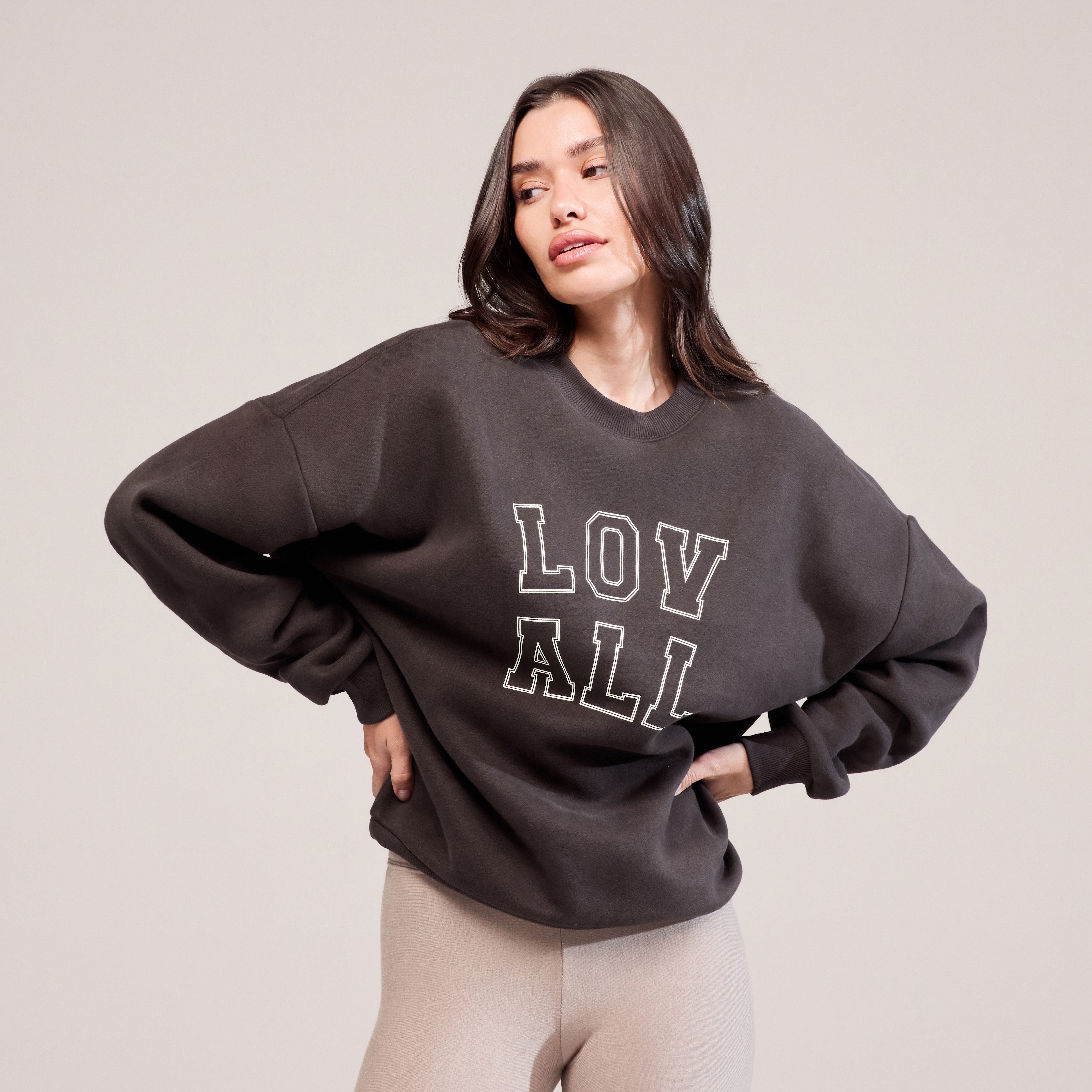 Heavyweight Oversized Sweatshirt Varsity - Black Coffee
