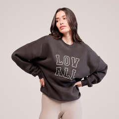 Heavyweight Oversized Sweatshirt Varsity - Black Coffee