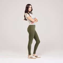 Everyday High Waisted Leggings - Khaki Green