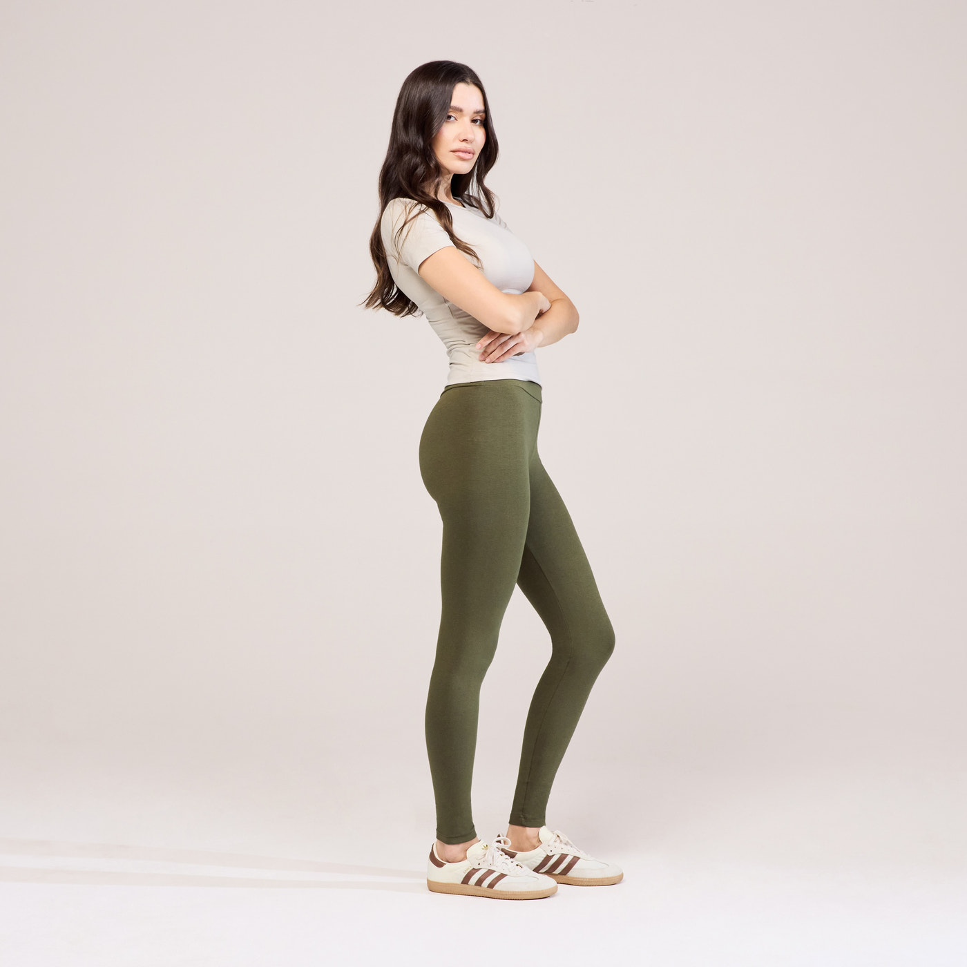 Everyday High Waisted Leggings - Khaki Green