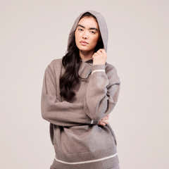 Soft Knit Hooded Jumper - Mocha
