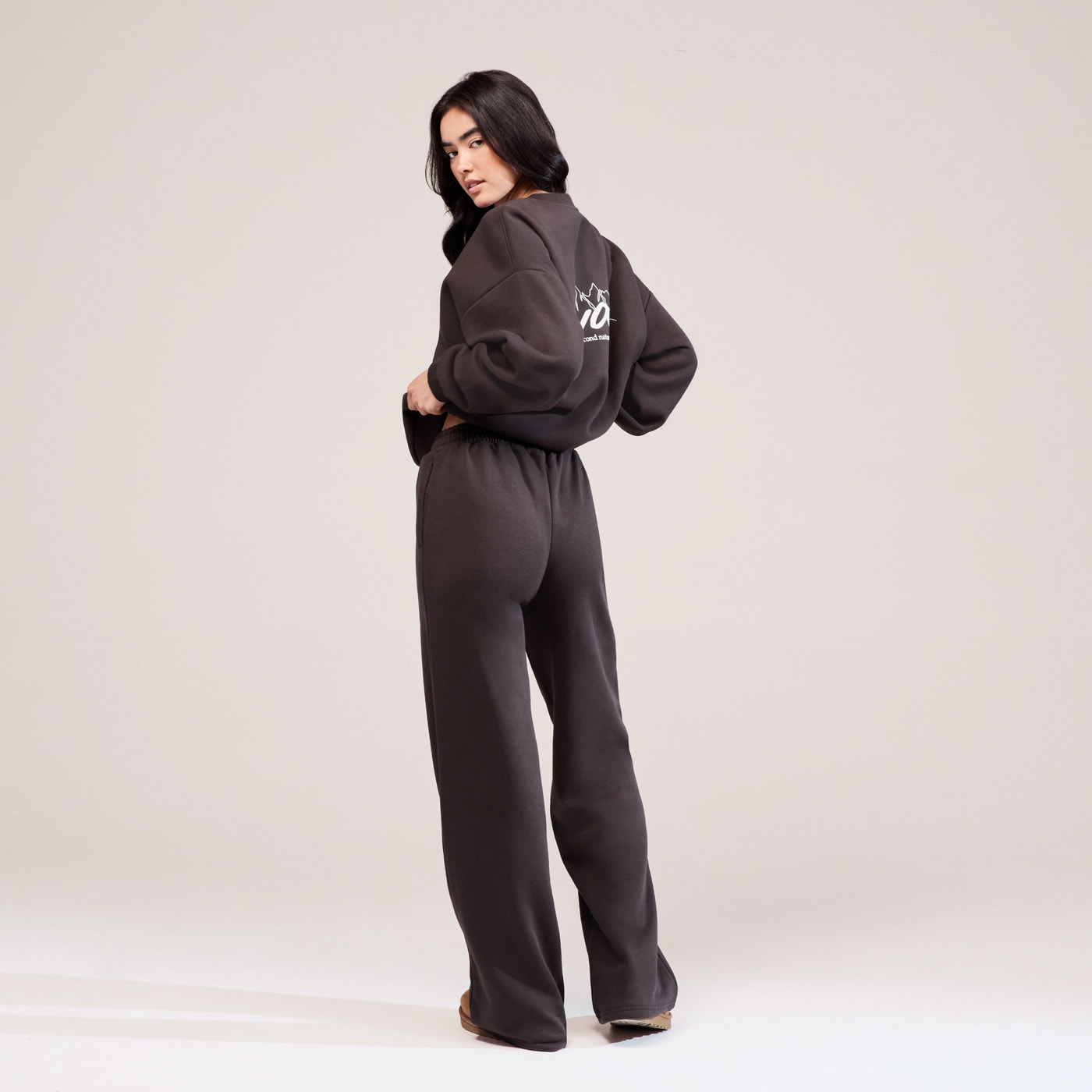 Organic Oversized Sweatshirt Landscape - Black Coffee