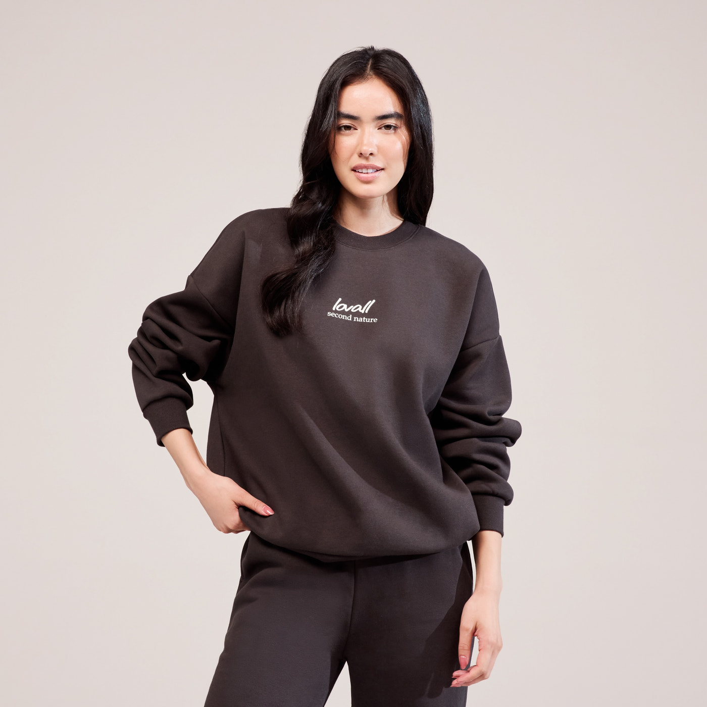 Organic Oversized Sweatshirt Landscape - Black Coffee