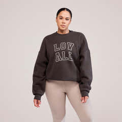 Heavyweight Oversized Sweatshirt Varsity - Black Coffee