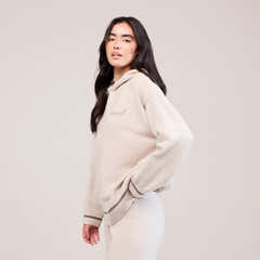 Soft Knit Hooded Jumper - Beige