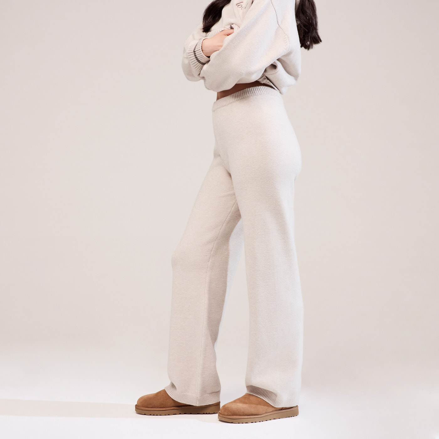 Soft Knit Hooded Jumper - Beige