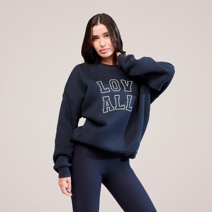 Heavyweight Oversized Sweatshirt Varsity - Vintage Navy
