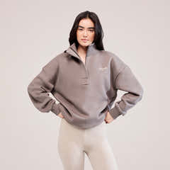 Heavyweight 1/4 Zip Sweatshirt - Mocha