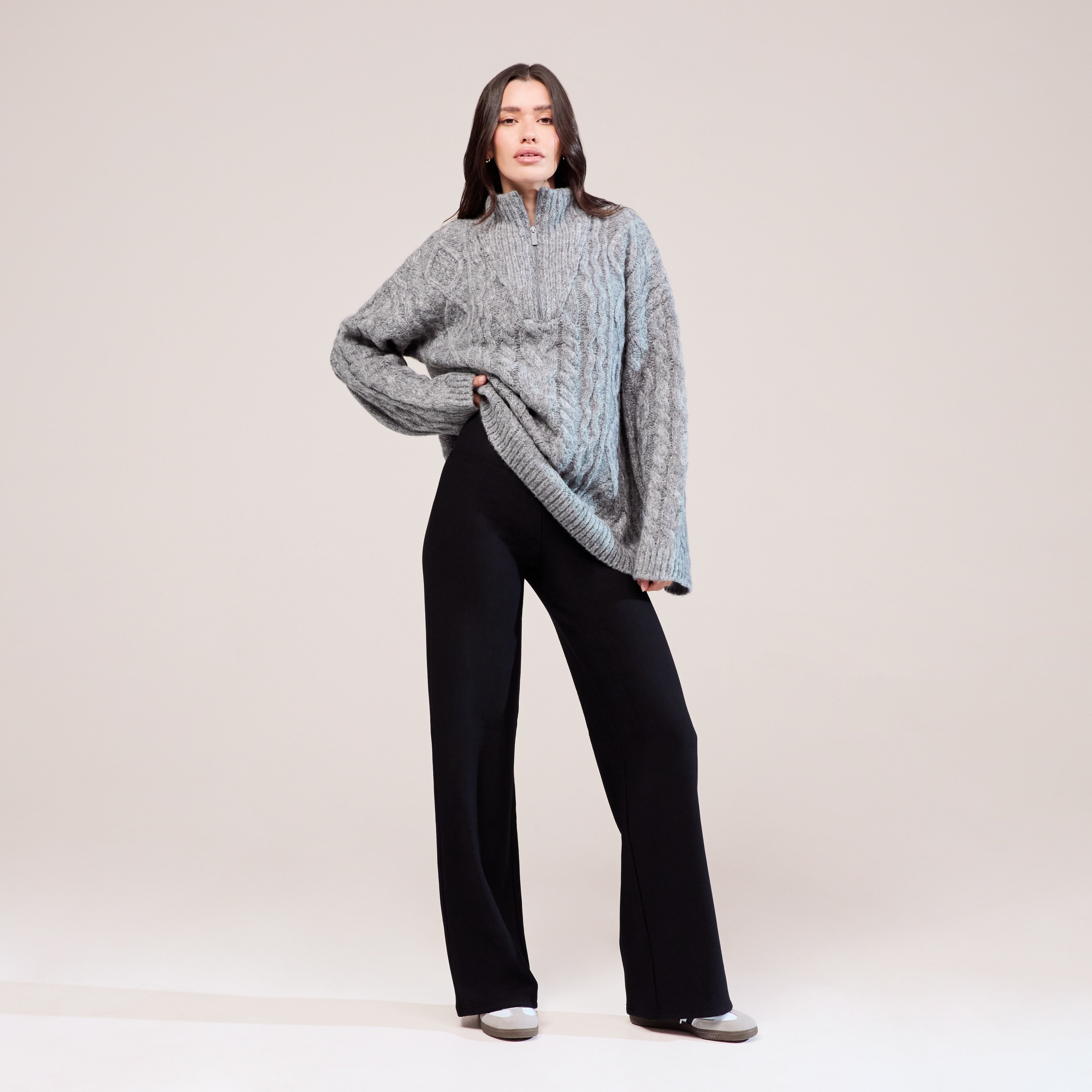 Winter Wide Leg Trousers - Black