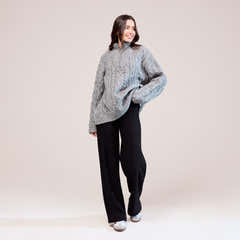 Cable Knit 1/4 Zip Jumper - Dark grey
