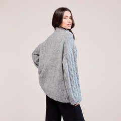 Cable Knit 1/4 Zip Jumper - Dark grey