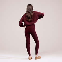 Winter Everyday High Waisted Leggings - Burgundy