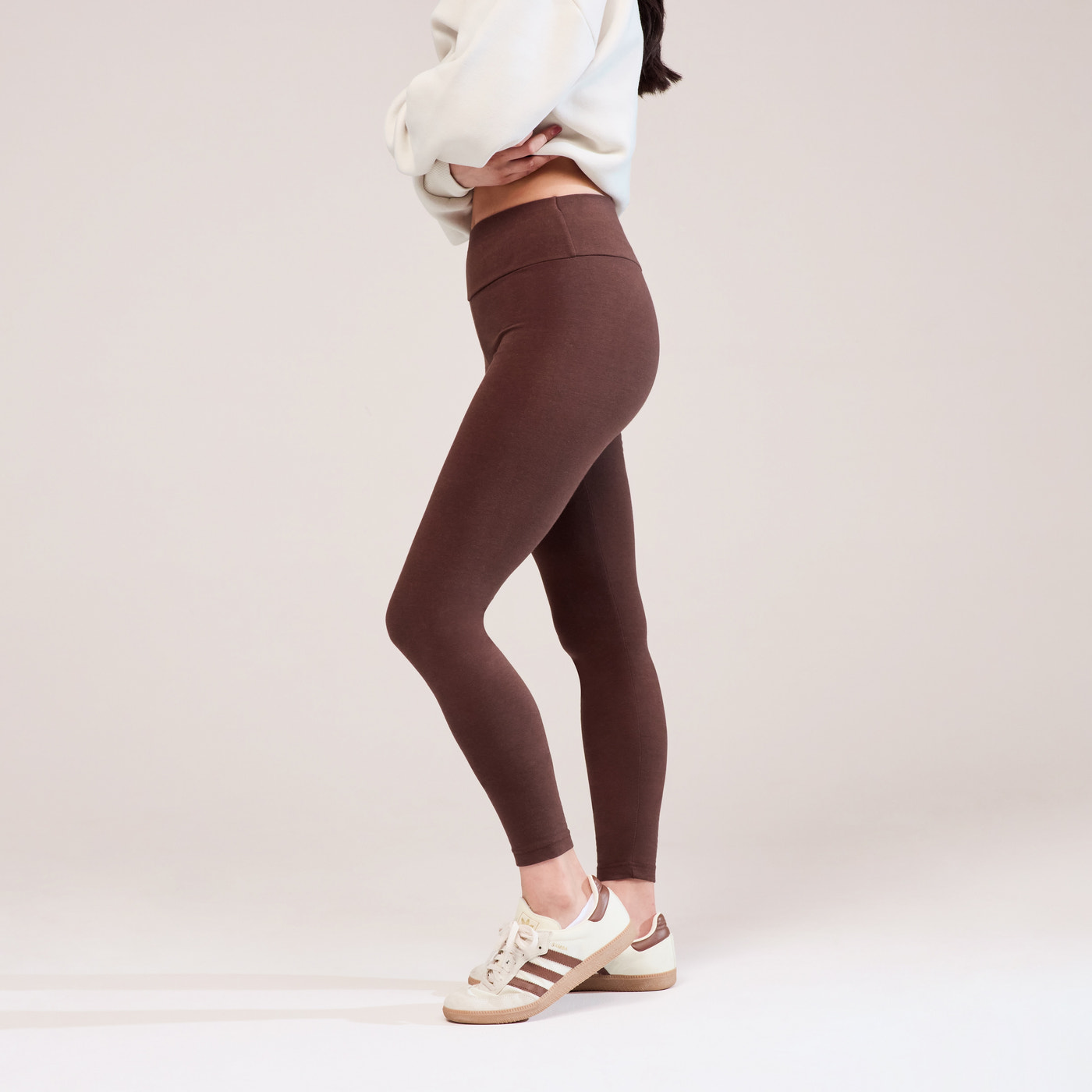 Everyday High Waisted Leggings - Chocolate Brown