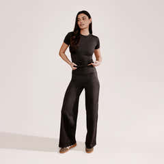 Ultimate Everyday Wide leg Trouser- Black Coffee