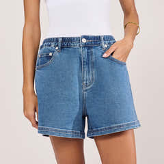 Stretch Denim Shorts - Mid Blue