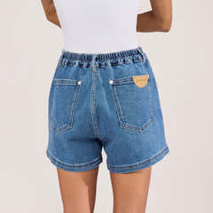 Stretch Denim Shorts - Mid Blue