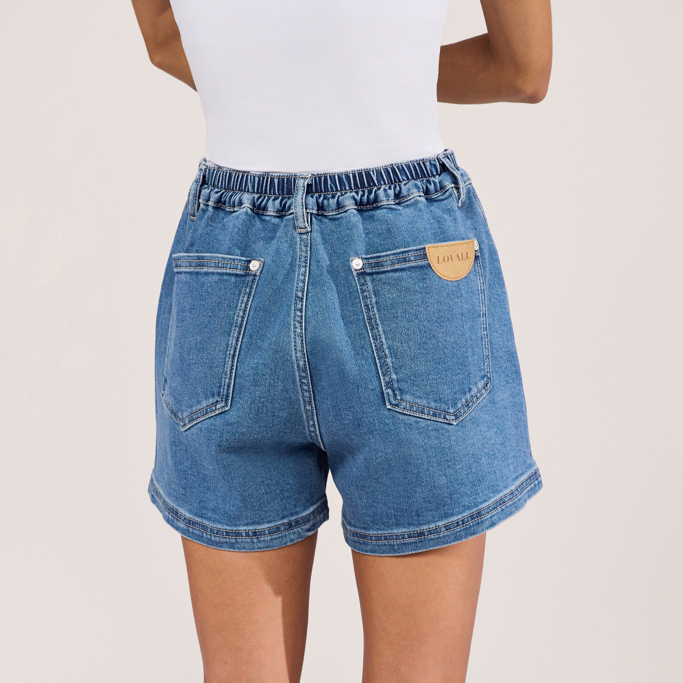 Stretch Denim Shorts - Mid Blue