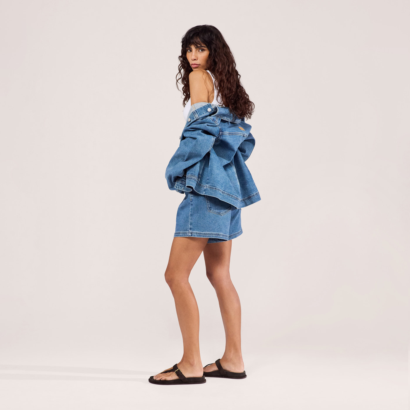 Stretch Denim Jacket - Mid Blue