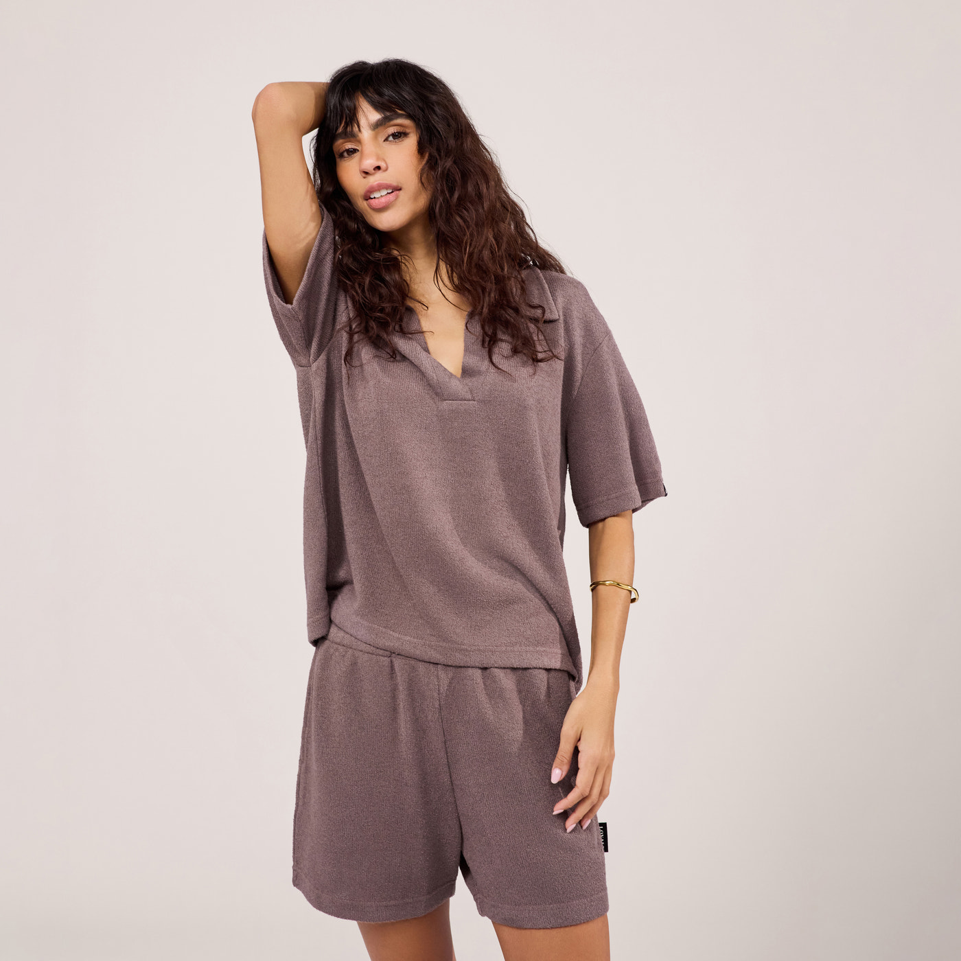 Lightweight Collared Knit Set - Mocha