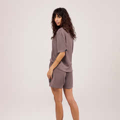 Lightweight Collared Knit Set - Mocha